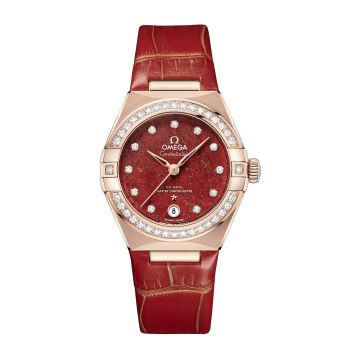 Omega Constellation Manhattan 29 Co-Axial Master Chronometer Sedna Gold / Diamond / Green Aventurine