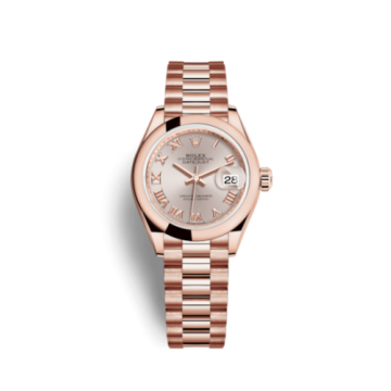 Rolex Lady-Datejust 28 Everose Domed / President /  Sundust Roman