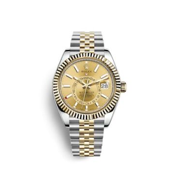 Rolex Sky-Dweller Stainless Steel / Yellow Gold / Champagne / Jubilee