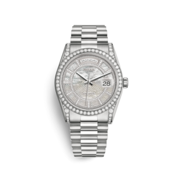 Rolex Day-Date 36 White Gold Diamonds / President / MOP Carousel