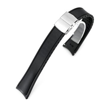 or 22mm FKM34 Black Rubber Quick Release Watch Band, Deployment Clasp - 22mm