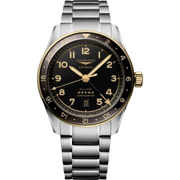 Longines Spirit Zulu Time 42 Stainless Steel - Yellow Gold / Anthracite / Bracelet