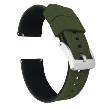 Army Green Top Black Bottom Elite Silicone Watch Band - 24mm