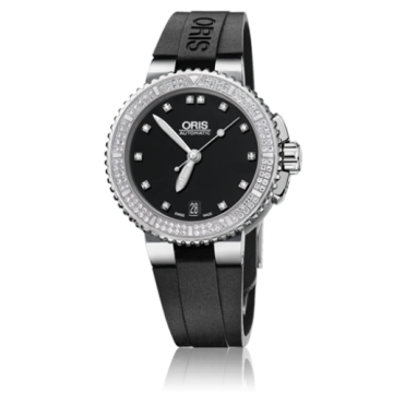 Oris Aquis Date Diamonds 36 Stainless Steel / Black - Diamond / Rubber