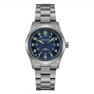 Hamilton Khaki Field Titanium Auto 38 / Blue / Bracelet
