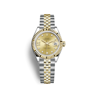 Rolex Lady-Datejust 28 Rolesor Yellow Fluted / Jubilee / Champagne Diamond