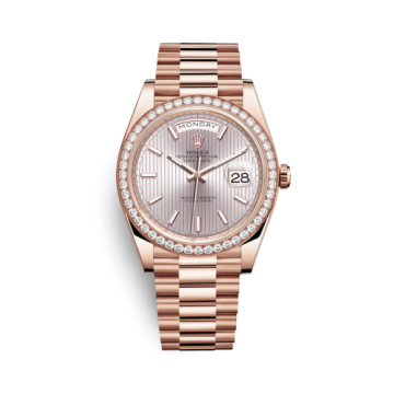 Rolex Day-Date 40 Everose / Diamond / Sundust - Stripe Motif