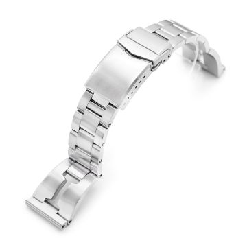 Retro Shaver Blade QR Watch Band Straight End Quick Release, 316L Stainless Steel Brushed V-Clasp - 22mm