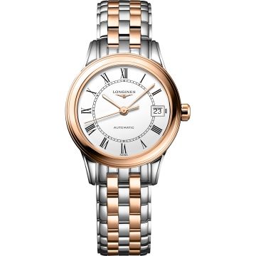 Longines Flagship 26 Automatic Stainless Steel - Red Gold / White - Roman / Bracelet