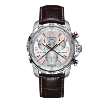 Certina DS Podium Big Size Chrono 1/100 Sec Stainless Steel / Silver / Strap