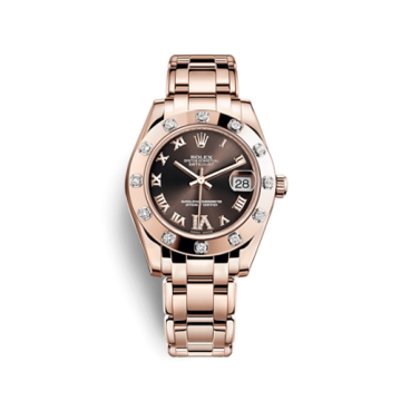 Rolex Datejust Pearlmaster 34 Everose 12 Diamond Chocolate Roman