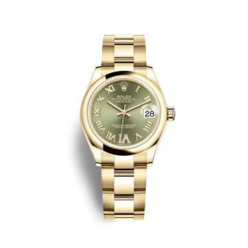 Rolex Datejust 31 Yellow Gold / Domed / Olive  - Roman / Oyster