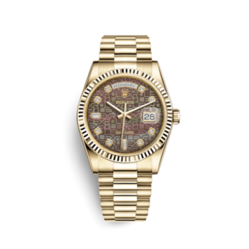 Rolex Day-Date 36 Yellow Gold Fluted / President / Black MOP Computer