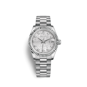 Rolex Datejust 31 White Gold Fluted / President / Silver Computer