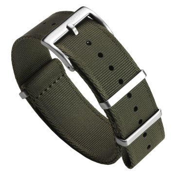 WatchGecko Signature Military Nylon Watch Strap - Olive Green - 22mm