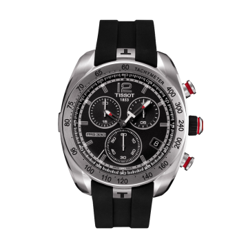Tissot PRS 330 Quartz Chronograph 44 Stainless Steel / Black / Rubber