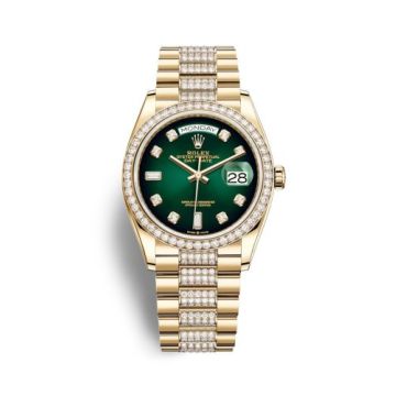 Rolex Day-Date 36 Yellow Gold / Diamond / Green Ombré-Diamond / President-Diamond