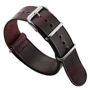 Cambridge Genuine Leather British Military Watch Strap - Vintage Red - 22mm