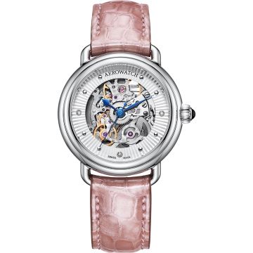 Aerowatch 1942 Lady Automatic Skeleton Pink Leather