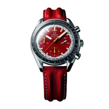 Omega Speedmaster Reduced Stainless Steel / Red / Strap / Schumacher