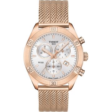 Tissot PR 100 Sport Chic Chronograph 38 Rose Gold PVD / Silver / Bracelet