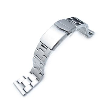 Super-O Boyer Watch Band compatible with Seiko Tuna SBBN013, 316L Stainless Steel V-Clasp Button Double Lock - 21.5mm