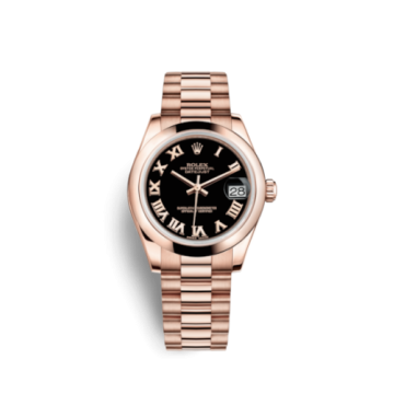 Rolex Datejust 31 Everose Domed / President / Black Roman