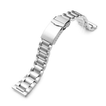 or 22mm Entwine (Pull-Twist) QR Watch Band Straight End Quick Release, 316L Stainless Steel Brushed and Polished V-Clasp - 22mm