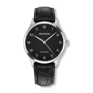 Archimede Klassik 36 Stainless Steel / Black / Black Leather