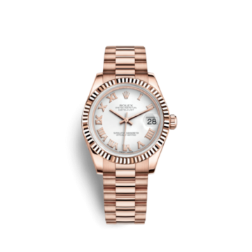 Rolex Datejust 31 Everose Fluted / President / White Roman