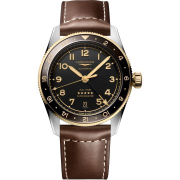 Longines Spirit Zulu Time 39 Stainless Steel - Yellow Gold / Anthracite / Strap