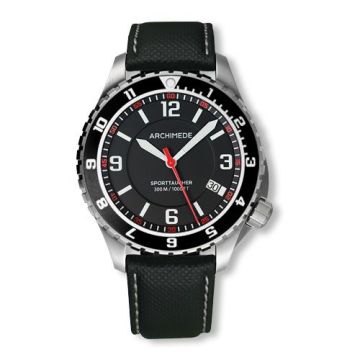Archimede SportTaucher GMT Stainless Steel / Black / Leather