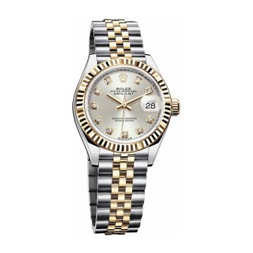 Rolex Lady-Datejust 28 Rolesor Yellow Fluted / Jubilee / Silver Diamond