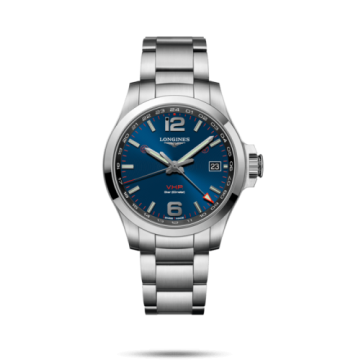 Longines Conquest V.H.P. GMT 41 Stainless Steel / Blue / Bracelet