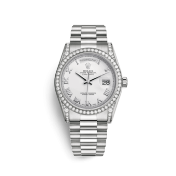 Rolex Day-Date 36 White Gold Diamonds / President / White Roman