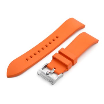 or 22mm Straight End Orange FKM Rubber Quick Release Watch Band, Brushed - 22mm