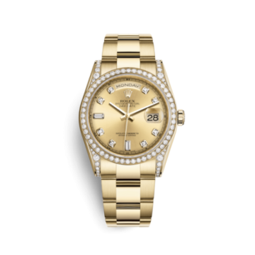 Rolex Day-Date 36 Yellow Gold Diamonds  / Oyster / Champagne Diamonds