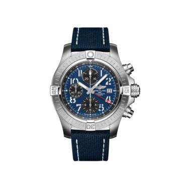 Breitling Avenger Chronograph GMT 45 Stainless Steel / Blue / Strap - Folding