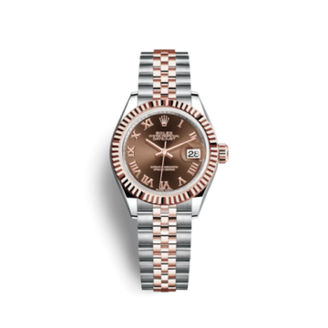 Rolex Lady-Datejust 28 Rolesor Rose Fluted / Jubilee / Chocolate Roman