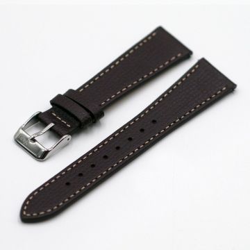 Vintage Epsom Italian Leather Espresso Brown Watch Strap with Quick Release - 21mm