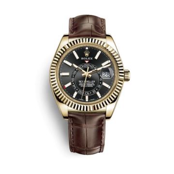 Rolex Sky-Dweller Yellow Gold / Black / Alligator