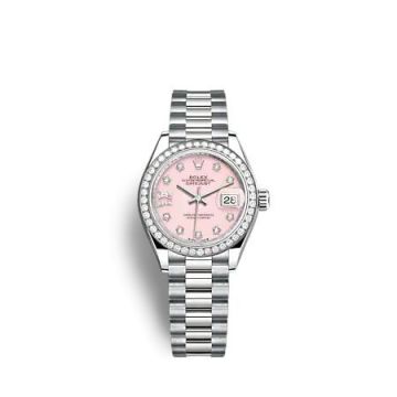 Rolex Lady-Datejust 28 White Gold - Diamond / President / Pink Opal