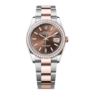 Rolex Datejust 36 Stainless Steel - Everose -  Diamond / Chocolate / Oyster