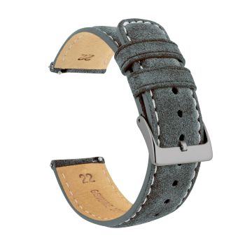 Slate Grey Italian Suede Beige Stitching Watch Band - 18mm