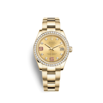 Rolex Datejust 31 Yellow Gold Diamond / Oyster / Champagne Diamonds Rubies