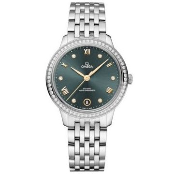 Omega De Ville Master Chronometer 34 Stainless Steel - Diamond / Green / Bracelet
