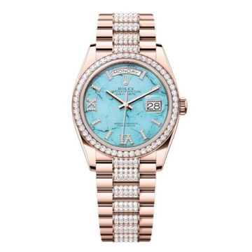 Rolex Day-Date 36 Everose Gold - Diamond / Turquoise / President - Diamond