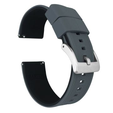 Smoke Grey Top Black Bottom Elite Silicone Watch Band - 18mm