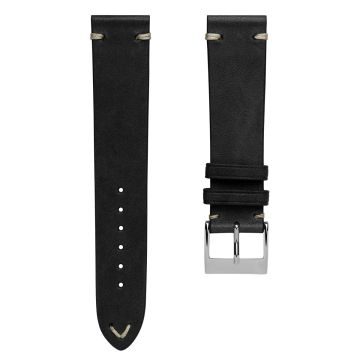 Vintage Cavallo Horse Leather Watch Strap - Black - 19mm