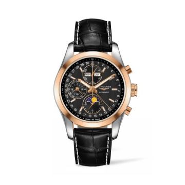 Longines Conquest Classic Moonphase Stainless Steel - Red Gold / Black